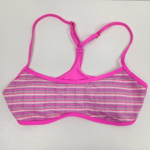 L*Space Pamela Bikini Top in Electric Pique Stripe Pink Size Small Racerback NWT - Picture 3 of 7